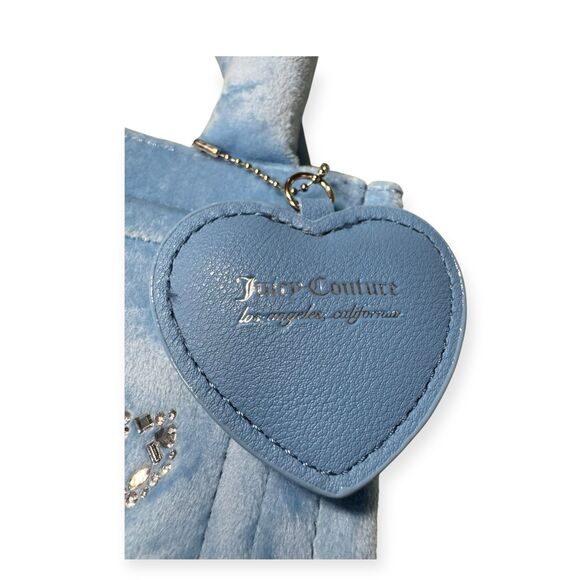 Juicy Couture Slate Mini Tote w/ Charm Blue Big Spender Velour‎ Y2K Vintage - Picture 3 of 10